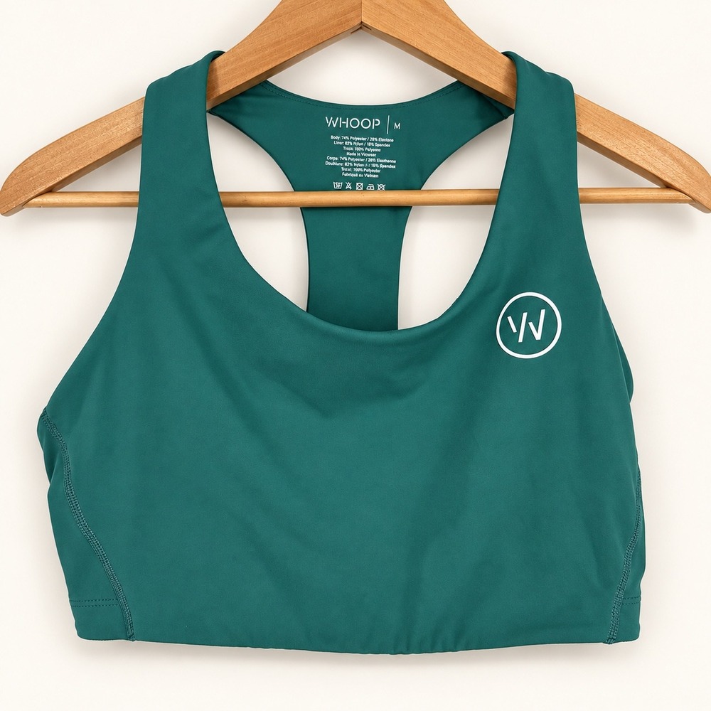 WHOOP Women Medium Sports Bra Teal Any-Wear Sensor Pod Gym Racerback Athlete